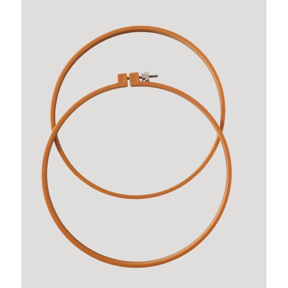 2 Embroidery Hoops Round Plastic 8 Inch Wood 10 Inch Screw Closure Needlework - Picture 2 of 7
